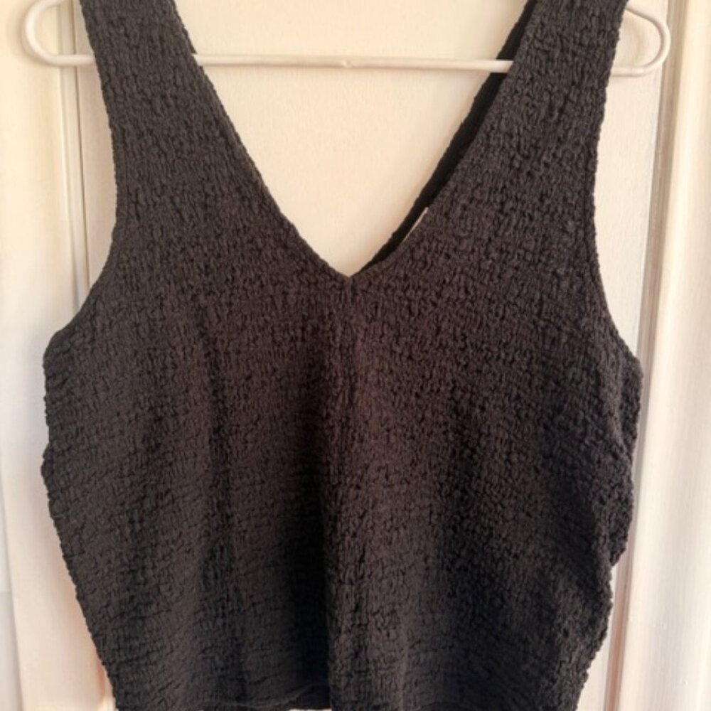 Womens Black Tank Top Shirt Textured V Neck A New Day Size XXL - Picture 2 of 5